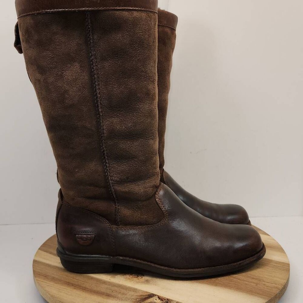 UGG Womens Brooklyn Brown Sherpa Lined Tall Boots S/N 5594 Size 8.5